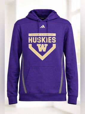 NWT [adidas] Washington Huskies NCAA Long-Sleeve Hooded Hoodie Sweatshirt Mens M